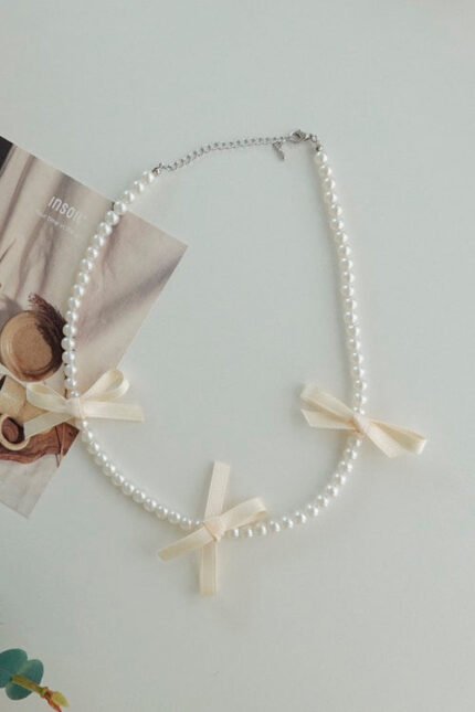 Faux Pearl w/Ribbon Choker